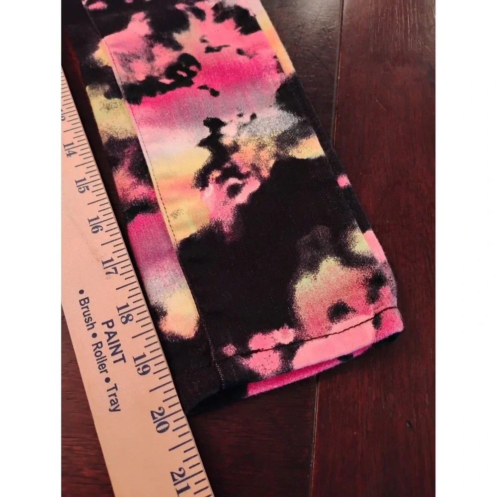 Justice Premium Girls Neon Tie Dye Simply Low Slim Jeans Size 6S Black Pink